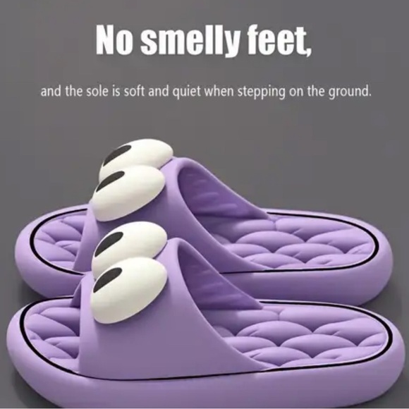 Shoes - Purple Cartoon Eye Slippers